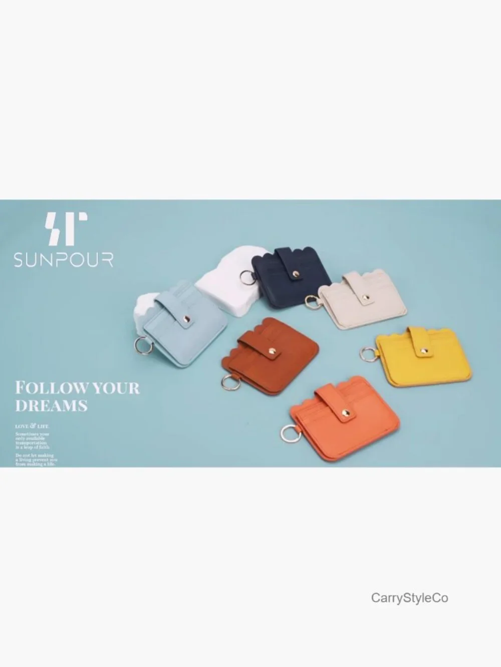 Small Wristlet Wallet RFID Card Holder Keychain